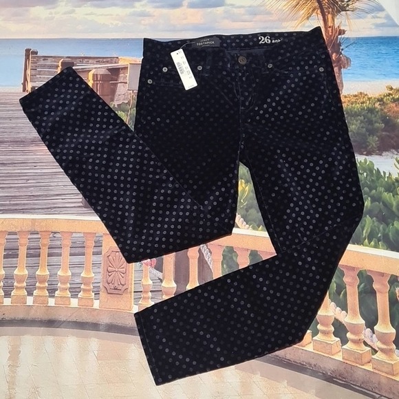 J. Crew Toothpick‎ Jeans Velvet Polkadot Ankle Size 26 NWT - Picture 3 of 7